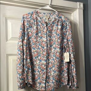 St. John’s Bay Multicolor Floral Button-Up Blouse
